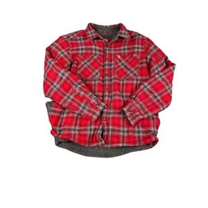 Coleman Red Plaid Flannel Sherpa Lined Shirt Jacket Medium Outdoor Company Mens